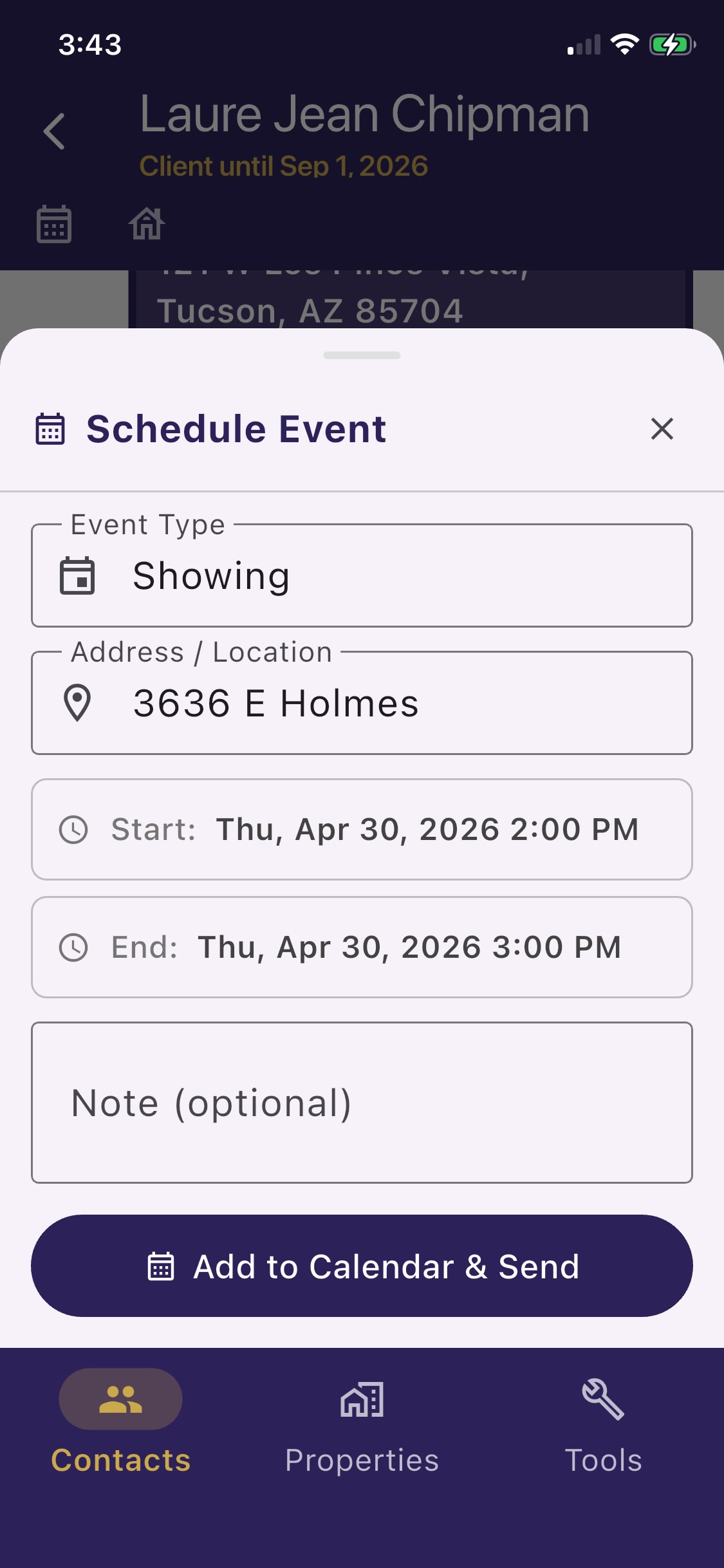 Calendar event creation from chat