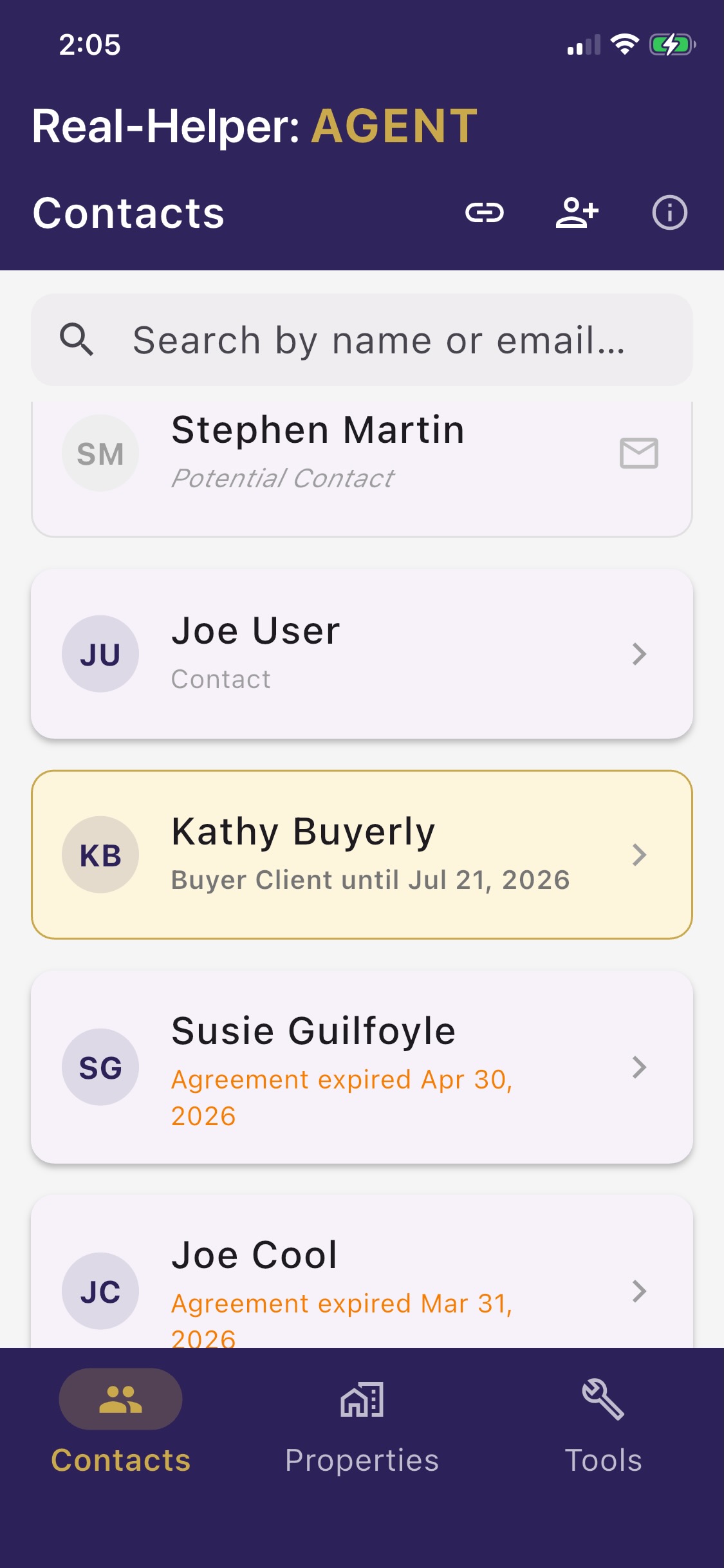 Real-Helper: Agent Contacts
