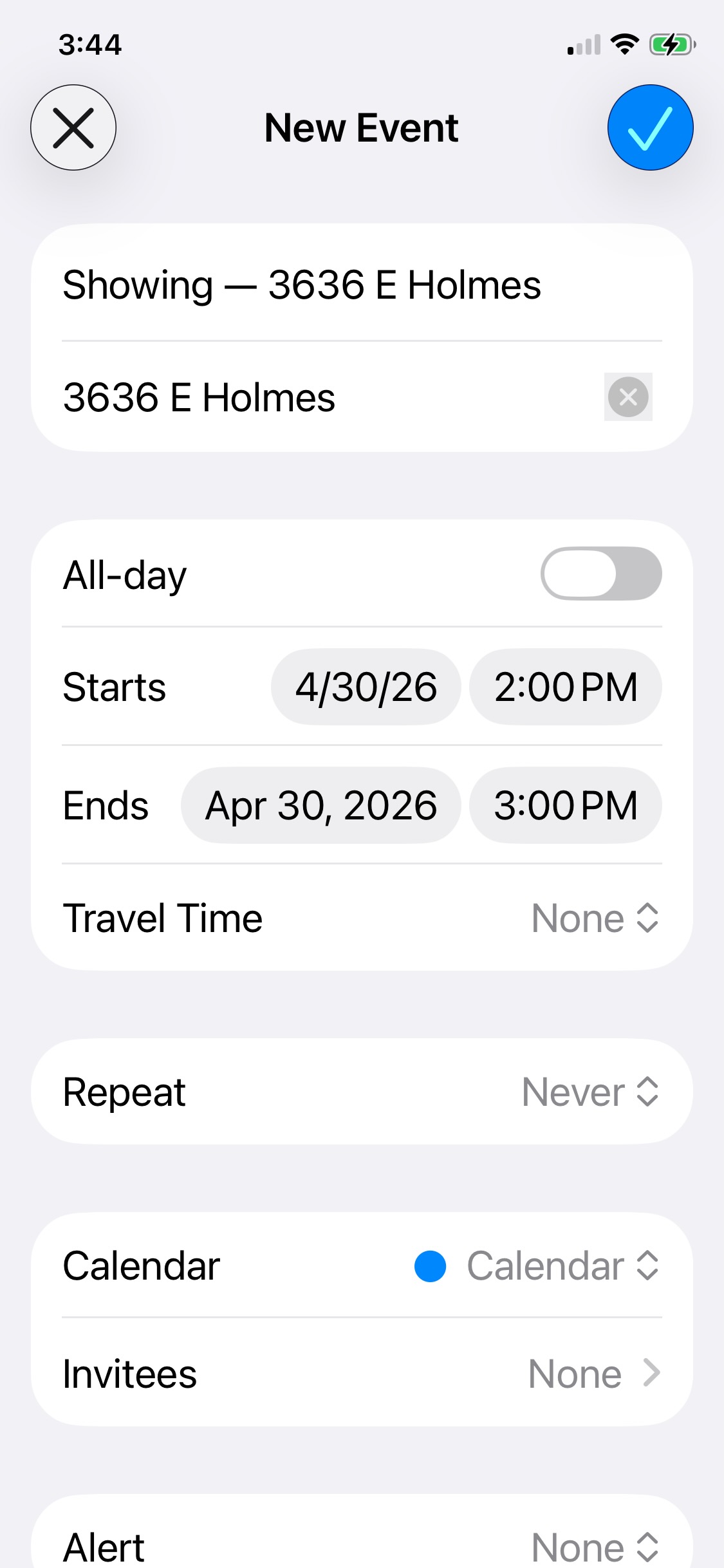 Event added to agent system calendar